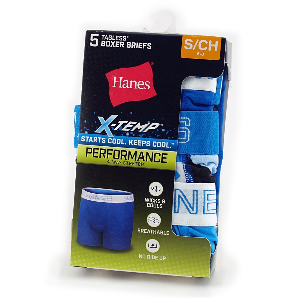 Hanes X-Temp Boys Tagless Boxer Briefs 5 Pack